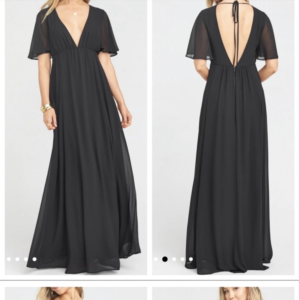 Show me Your Mumu Faye Flutter Maxi Dress Black Chiffon Size Medium